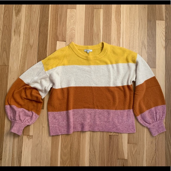 Madewell Sweaters - Madewell striped balloon sleeve sweater size small